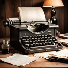vintage typewriter and paper