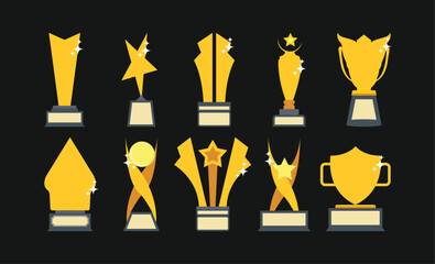 Shiny Trophy Illustration Set