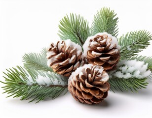 Freigestellte Tannenzapfen mit Schneebedeckung – Perfekte Dekoration für Winter und Weihnachten