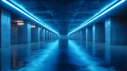 Blue Neon Lights 3D Illustration