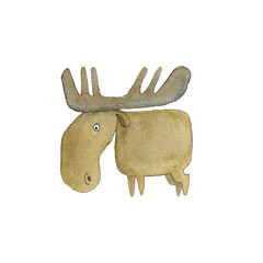 Little adorable elk as an hand-drawn illustration for children and adults on a transparent background 