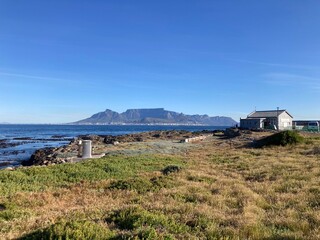 Table Mountain from Robben Island, Cape Town.