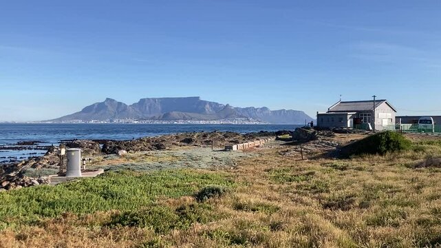 Table Mountain from Robben Island, Cape Town.