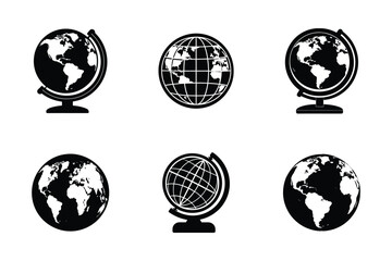 Globe icon bundle set in vector silhouette style