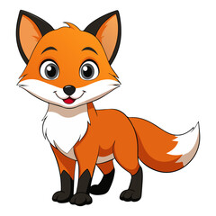 Adorable Cartoon Fox with Orange Fur