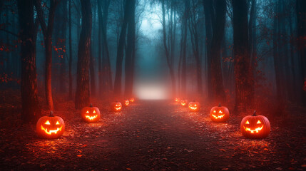 Glowing Jack-O'-Lanterns in an Enchanted Forest 10