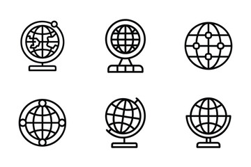 Globe icon bundle set in vector silhouette style