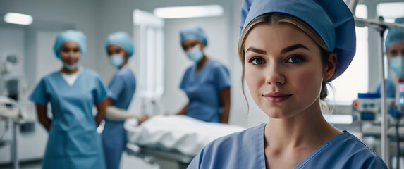 A nurse preparing for surgery in the operating room of a hospital.