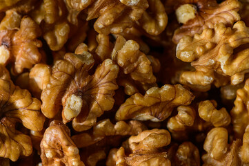 Set of tasty peeled walnuts , top view