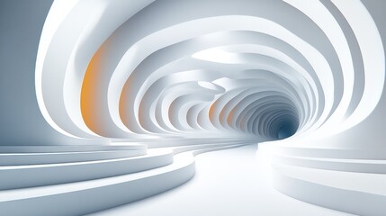 Obraz premium A futuristic, abstract interior with smooth curves and soft lighting, creating a sense of depth and tranquility.