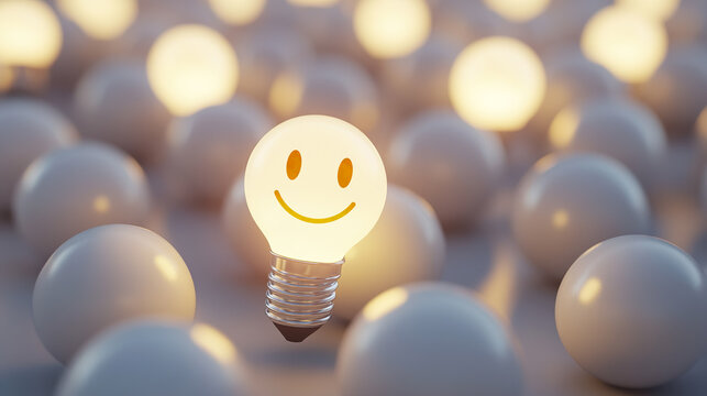 The concept of discovery, idea, problem solving, leadership. Light bulbs as a collective, a team.