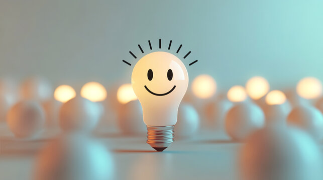 The concept of discovery, idea, problem solving, leadership. Light bulbs as a collective, a team.