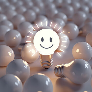 The concept of discovery, idea, problem solving, leadership. Light bulbs as a collective, a team.
