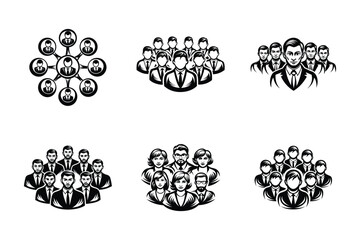 Vector silhouette style group icon bundle set design