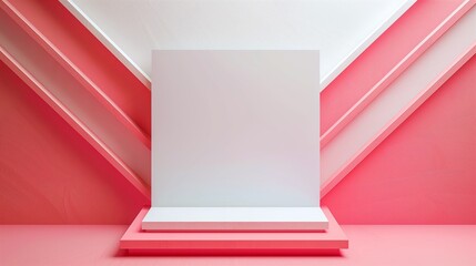 Obraz premium Pink Rectangle Podium Suitable for Feminine Product Display Featuring Geometric Backdrop