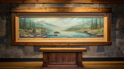 Tranquil Montana lake scene with wooden dock, surrounded by lush trees and distant mountains on a sunny day