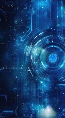 Obraz premium Futuristic abstract digital background with blue glowing patterns and technology elements, perfect for tech-related projects.
