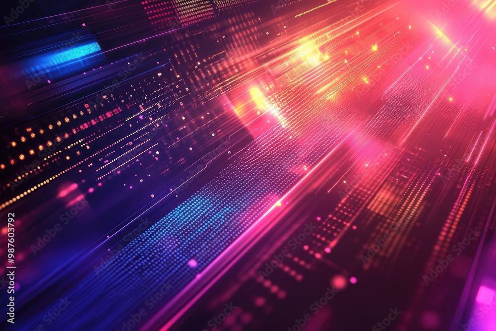 Sticker vibrant motion background featuring dynamic colors and lights, perfect for technology and abstract d