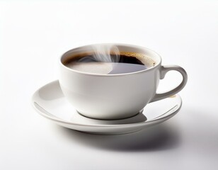 Obraz premium Freigestellte weiße Kaffeetasse mit aufsteigendem Dampf – Ideal für E-Commerce und Werbekampagnen 