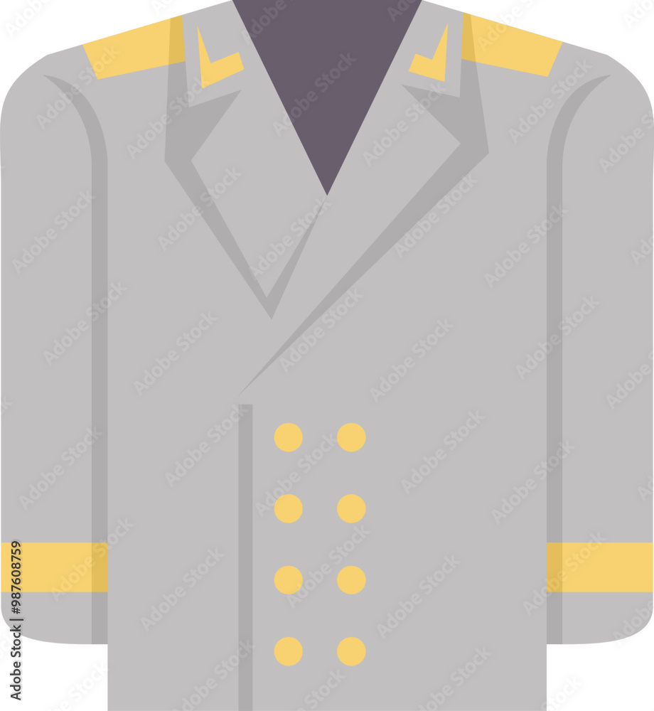 Canvas Prints Grey military jacket with yellow epaulets and cuffs featuring double breasted closure, a symbol of authority and discipline