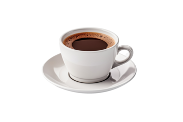 Cup of coffee on transparent background. PNG. Cut out. Coffee related themes. Coffee sale. Coffee purchase. Image for graphic designer. Image for flyers. Image for website.