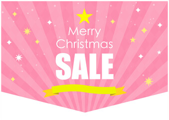 クリスマスセールのバナー赤放射線 ピンク