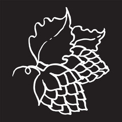 Hops vector linear icon illustration on black
