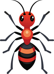 An Ant colorful vector art graphics illustration design with no background, ant animal iconic printable design, ant graphics.