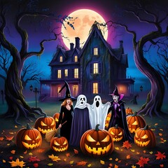Fototapeta premium halloween background with pumpkin