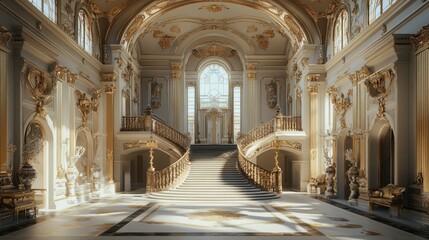 Obraz premium Luxurious Grand Staircase in Elegant Classic Palace Interior