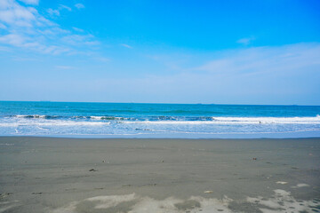 Kaohsiung, Taiwan, Republic of China, 01 25 2024: The landscape of Kaosiung Sizihwan Bay beach in Kaohsiung  © Feng