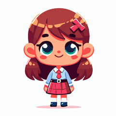cartoon character, schoolgirl, portrait, icon, flat colors