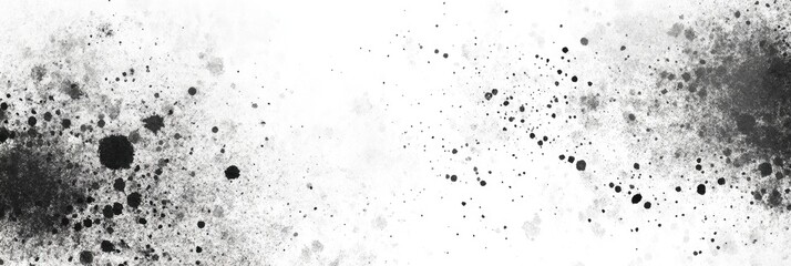 Obraz premium Abstract black and white splatter design with varying sizes and densities of ink spots.