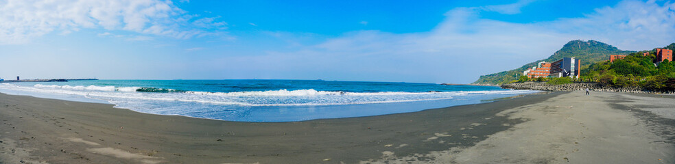 Kaohsiung, Taiwan, Republic of China, 01 25 2024: The landscape of Kaosiung Sizihwan Bay beach in Kaohsiung  © Feng