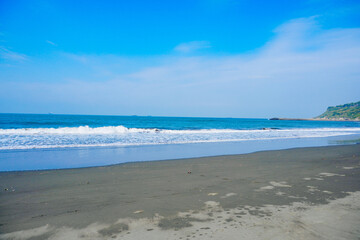 Kaohsiung, Taiwan, Republic of China, 01 25 2024: The landscape of Kaosiung Sizihwan Bay beach in Kaohsiung 