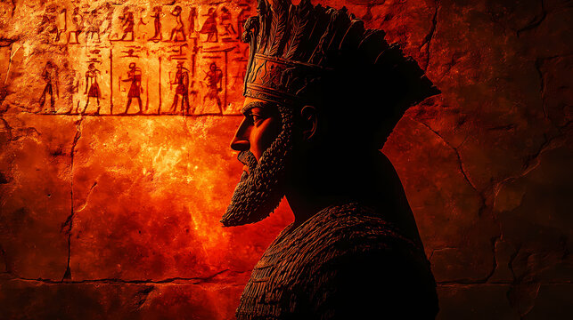 Nebuchadnezzar silhouette the king of the babylonian empire bible historical past, generative ai. Persian Empire. Illustration