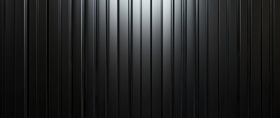 Obraz premium Shiny black corrugated vertical lines create a highly reflective surface, drawing the viewer into its modern and abstract characteristics, infused with a sense of sleek and industrial elegance.