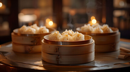 Steaming Hot Dumplings in Bamboo Steamer Delicious Chinese Cuisine