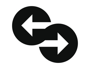 Left right arrow icon silhouette: modern black style vector for transfer and exchange vector illustration.