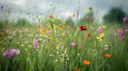 Vibrant Wildflowers in a Lush Meadow
