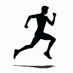 Fototapeta premium silhouette, running athlete, flat colors