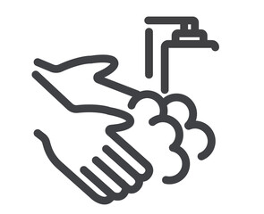 Hand washing line icons. Set of outline symbols, simple graphic elements, modern linear style black pictograms collection. Washing hands, hygiene, handwashing concepts. Vector line icons set