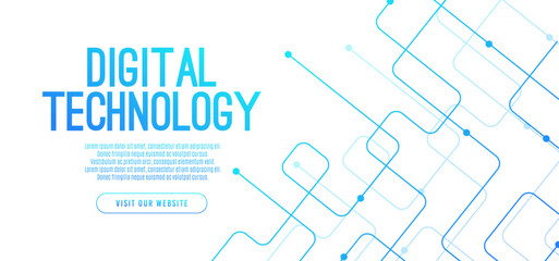 Abstract digital technology hi-tech futuristic blue white background, cyber information communication, innovation future tech data, internet network connection, Ai big data lines dots, circuit vector