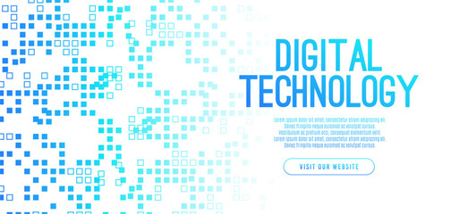 Abstract digital technology hi-tech futuristic blue white background, cyber information communication, innovation future tech data, internet network connection, Ai big data lines dots, circuit vector