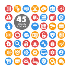 Security vector icon set on white background