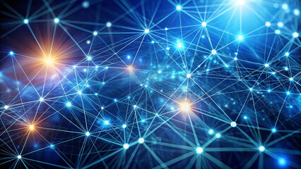 Fototapeta premium vibrant network of interconnected nodes and lines, representing advanced connection technologies and digital communication. glowing points and lines create sense of depth and innovation
