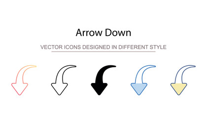 Arrow Down icon design with white background stock illustration