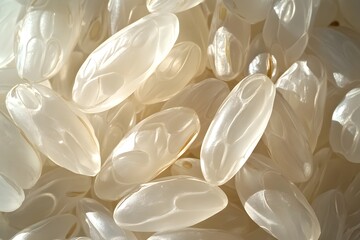 Close-Up of Translucent Rice Grains in High Detail