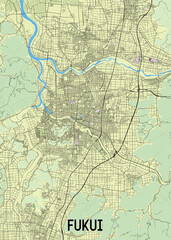 Fukui, Japan artistic map poster