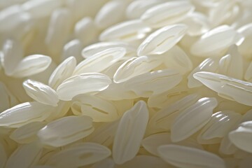 Translucent White Rice Grains Macro Photography